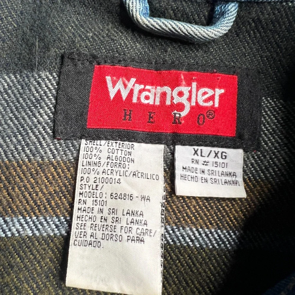 Vintage Wrangler Hero Denim Jacket XL Mens Trucker Blanket Lined Blue USA Style